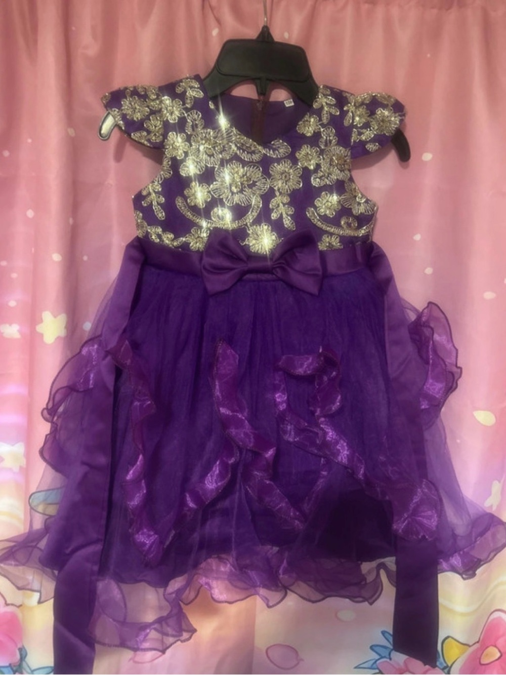 Girls Purple Party Dress with Gold Embroidery (EURO) 120 US 6/6x